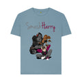 smashharry women's organic plain stone blue t-shirt with guitar image