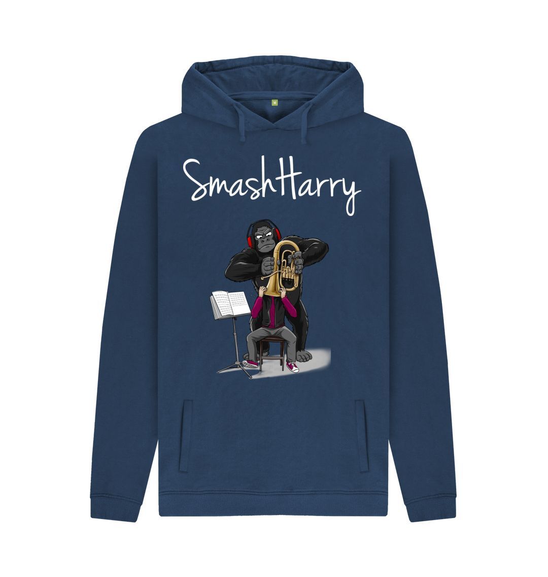 Navy SmashHarry Men's Organic Pullover Hoodie \u2014 Brass