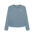 Stone Blue Printed Boxy Jumpers Front