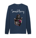 Navy Blue Printed Sweater Front