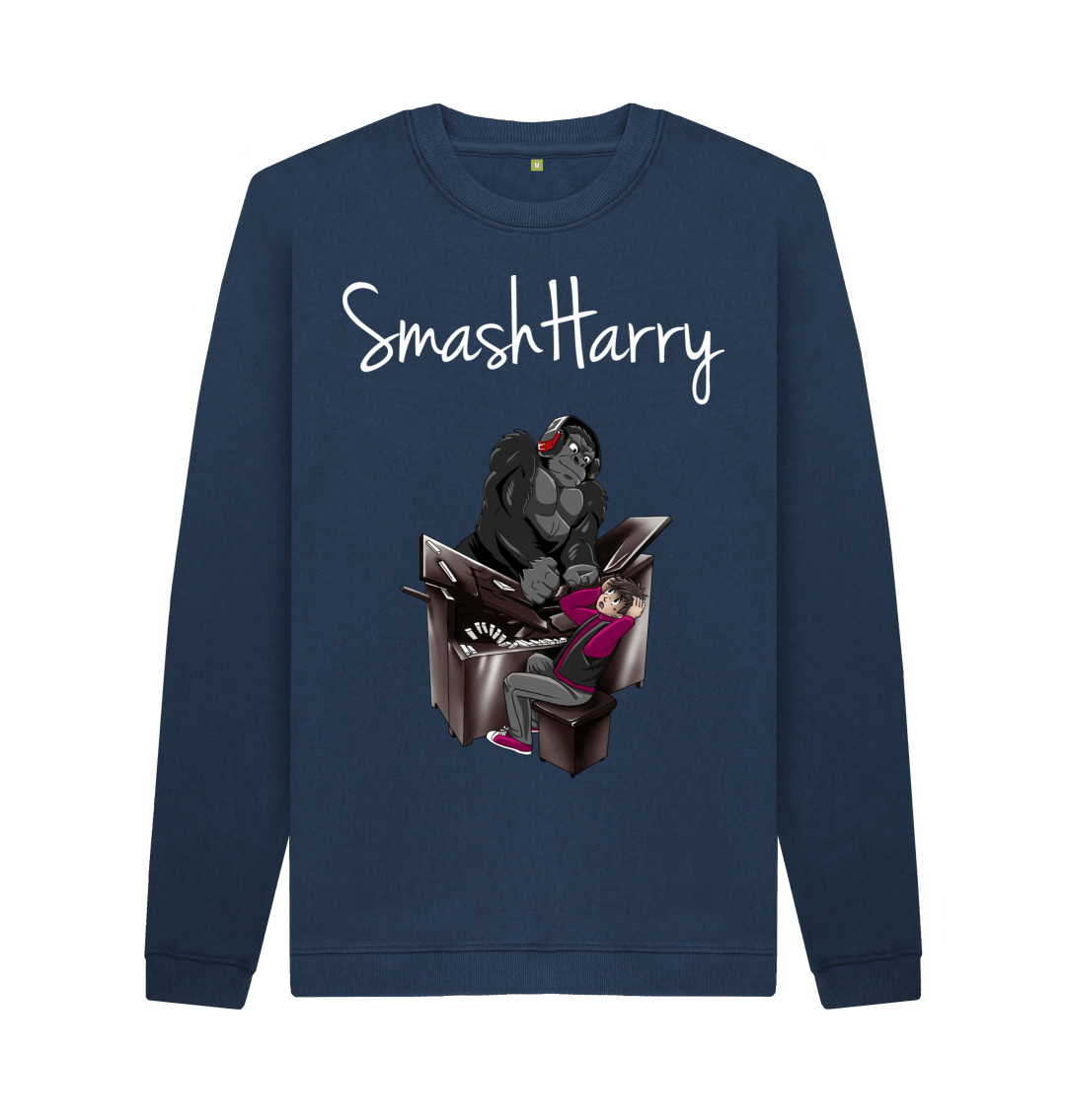 Navy Blue Printed Sweater Front