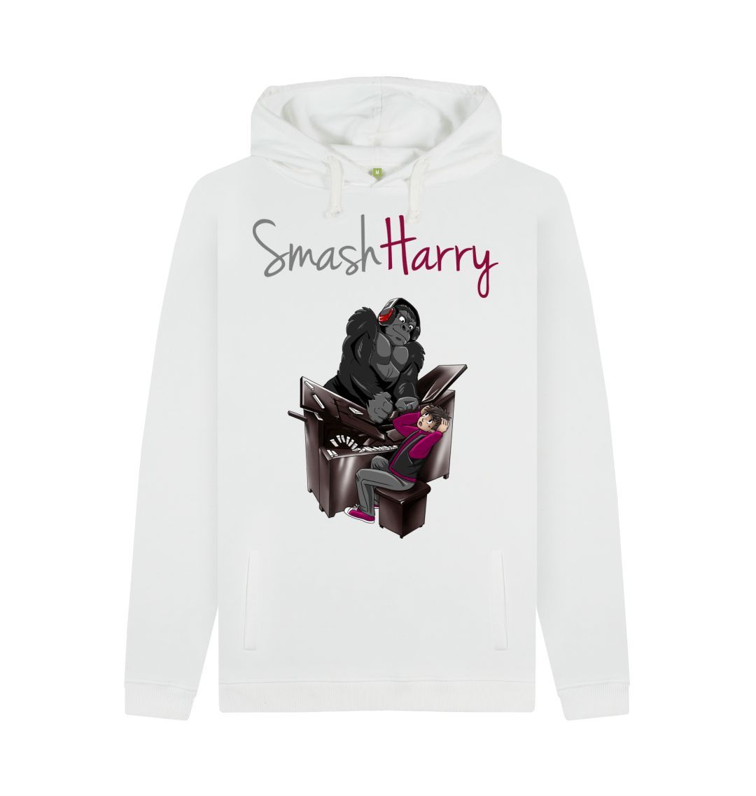White SmashHarry Men's Organic Pullover Hoodie | Piano
