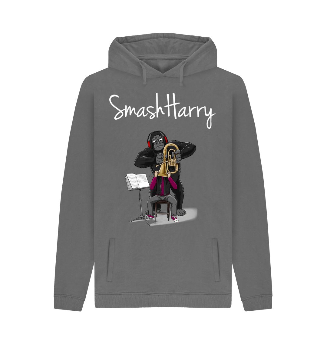 Slate Grey SmashHarry Men's Organic Pullover Hoodie \u2014 Brass